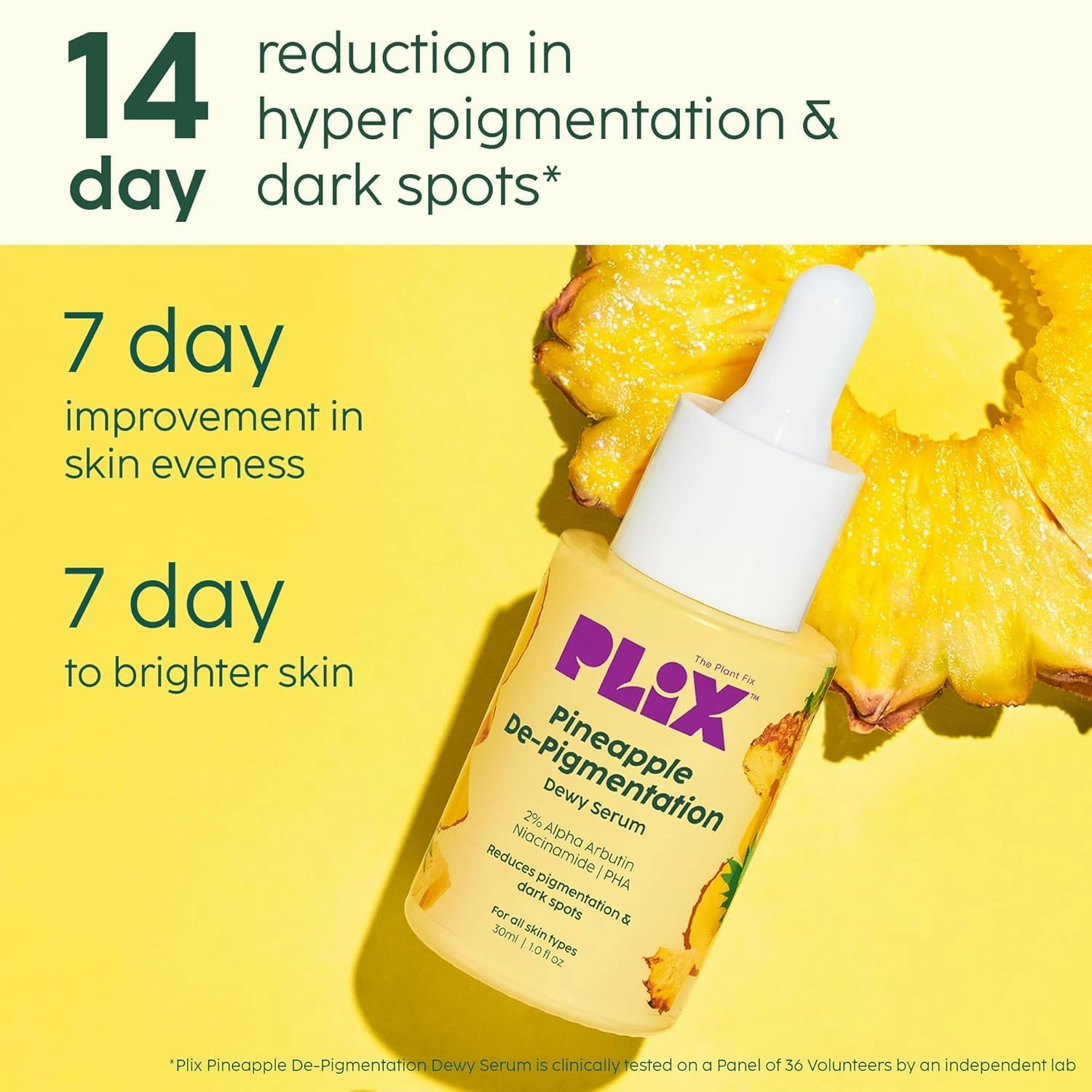 PLI'X - THE PLANT FIX | Pineapple De-Pigmentation Regime with Pineapple Exfoliation Fruity Toner, Pineapple Juicy Cleanser, Pineapple Depigmentation Dewy Serum, & Smoothie Moisturizer