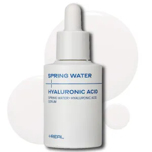PLUSREAL Spring Water   Hyaluronic Acid Serum, 1.01 fl.oz.｜Lightweight Deep Hydrating Face Serum to Prevent Cracky, Cakey Makeup