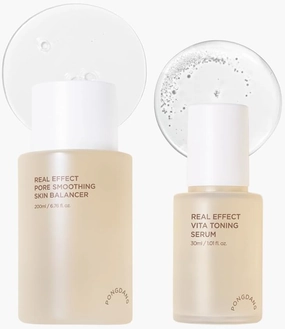 PONGDANG Real Effect Balance Duo for Pore : Pore Smoothing Skin Balancer & Vita Toning Serum, Pore Minimizer, clarifying, Niacinamide, Panthenol, Korean Skincare