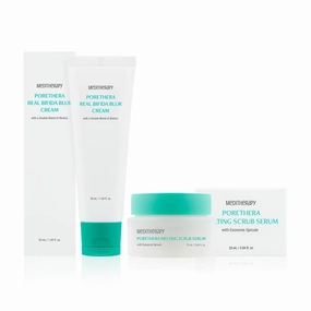 Porethera Smooth Pore Set – Real Bifida Blur Cream   Melting Scrub Serum – Korean Pore Minimizer Set for Face - Deep Face Scrub for Smooth and Clean Skin - Pore Regenerating, Tightening, and Refining