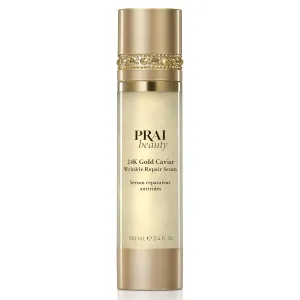PRAI Beauty 24K Gold Caviar Wrinkle Repair Serum for Face | Anti-Aging Serum with Hyaluronic Acid to Plump and Fill In Wrinkles 3.4 oz