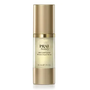 PRAI Beauty 24K Gold Caviar Wrinkle Repair Serum for Face | Anti-Aging Serum with Hyaluronic Acid to Plump and Fill In Wrinkles | Anti-Wrinkle Serum with Vitamin C for Brighter, Firmer Skin | 1.0 Oz
