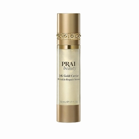 PRAI Beauty 24K Gold Caviar Wrinkle Repair Serum for Face | Anti-Aging Serum with Hyaluronic Acid to Plump and Fill In Wrinkles | Anti-Wrinkle Serum with Vitamin C for Brighter, Firmer Skin | 1.7 Oz