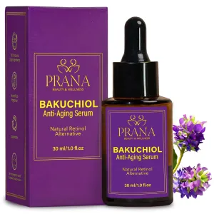 Prana Bakuchiol Anti-Aging Serum- Facial Serum with Squalane & Jojoba for Hydration- Anti-Wrinkle Serum for Radiant Skin- Face Serums for Wrinkles & Fine Lines- Fragrance-Free Serums- 100% Vegan- 30ml