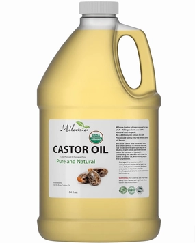 Premium Organic Castor Oil - (64 fl. oz.) 100% Pure and Hexane-Free Cold-Pressed Beauty & Skincare Serum - Eyelash & Eyebrow Hair Growth Enhancer