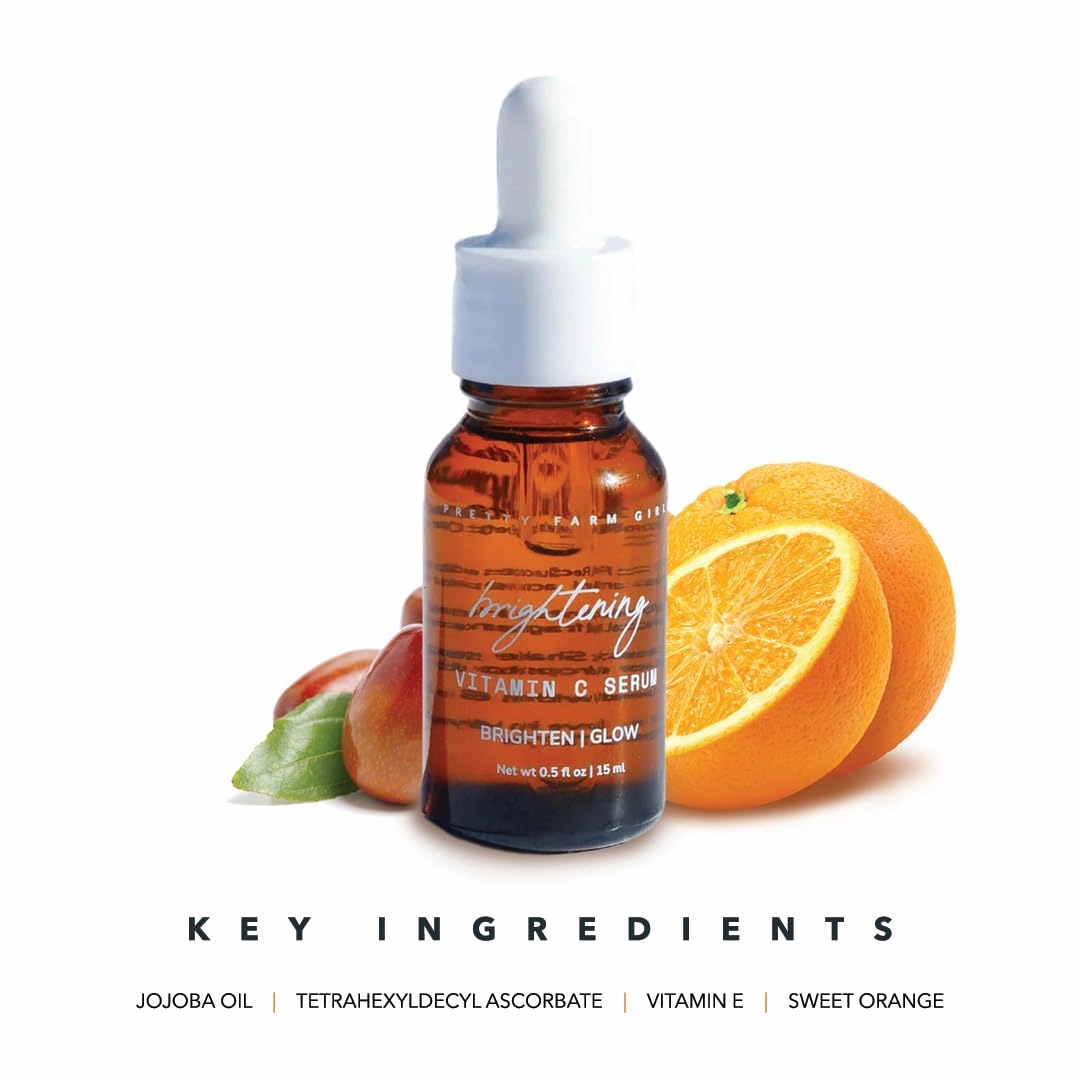 Pretty farm girl Vitamin C Serum - Brighten & Glow - For Age Spots, Acne Marks, and Dark Skin Spots - All Skin Types - Facial Use - 0.5 oz