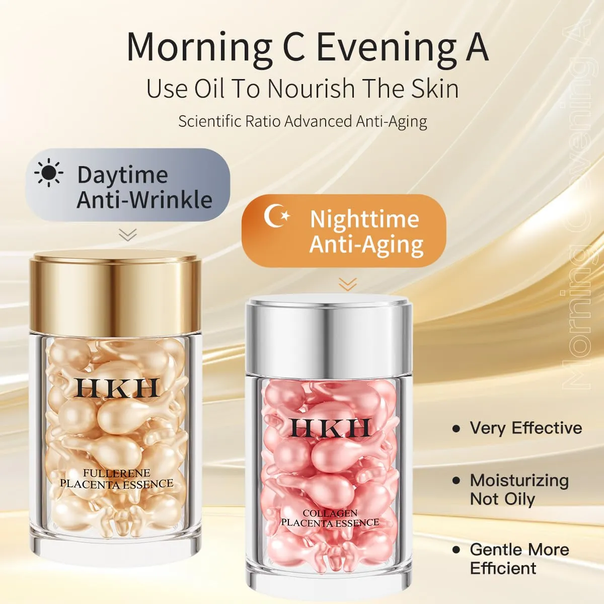 Pro-Retinol Serum For Face Anti-Aging Wrinkle 48 Capsules, Vitamin C Anti-Wrinkle,Vitamin A Retinol Collagen Anti-Aging Night Serum For Women,Smooth,Hydrate,Firming Skin,Travel Portable