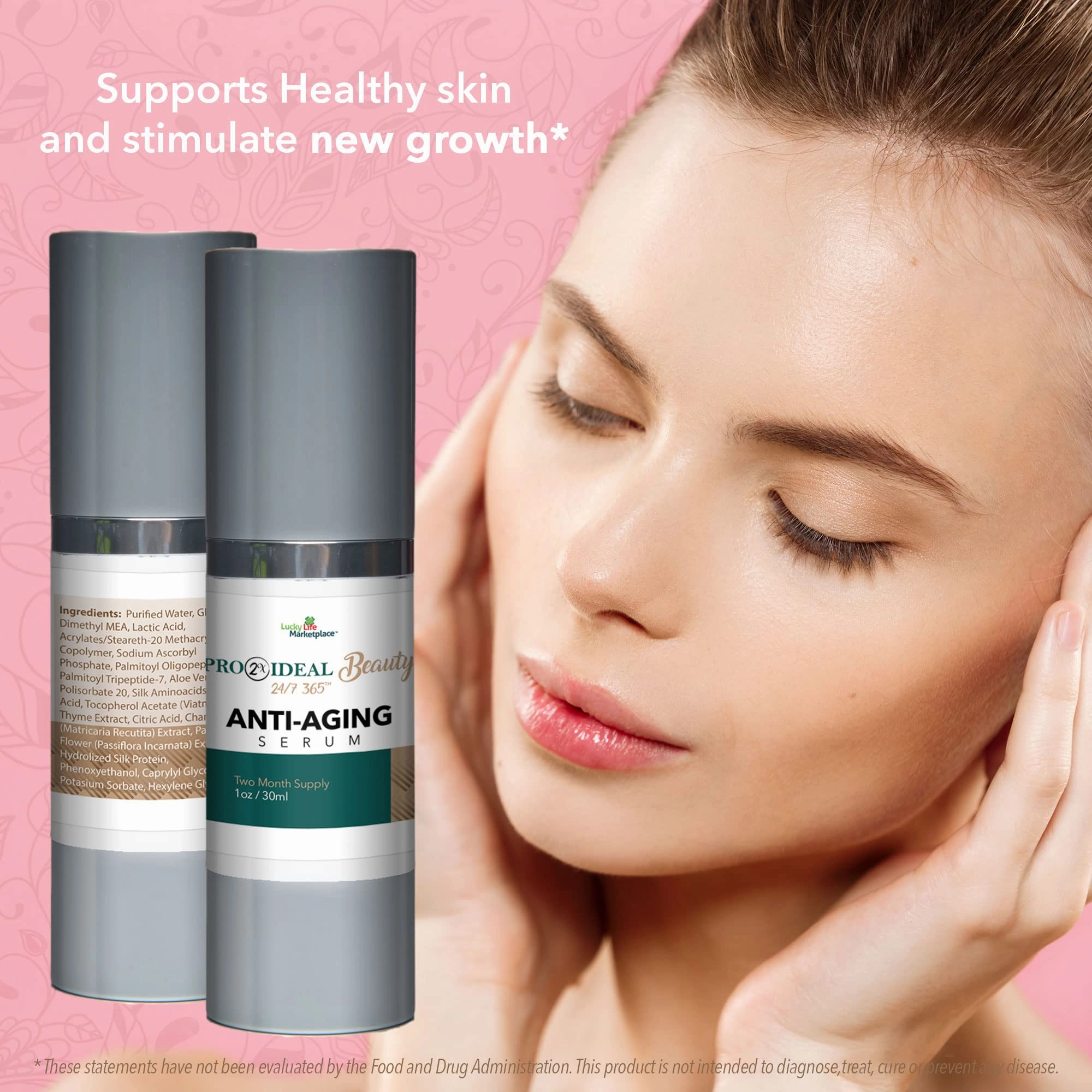 Pro 2x Ideal Beauty Wrinkle Serum - Anti Aging Serum - 2 Month Supply - Resurfacing & Brightening Serum - Vitamin C & AHA - Reduce Appearance of Wrinkles, Age Spots, & Pores - Aid Collagen Production