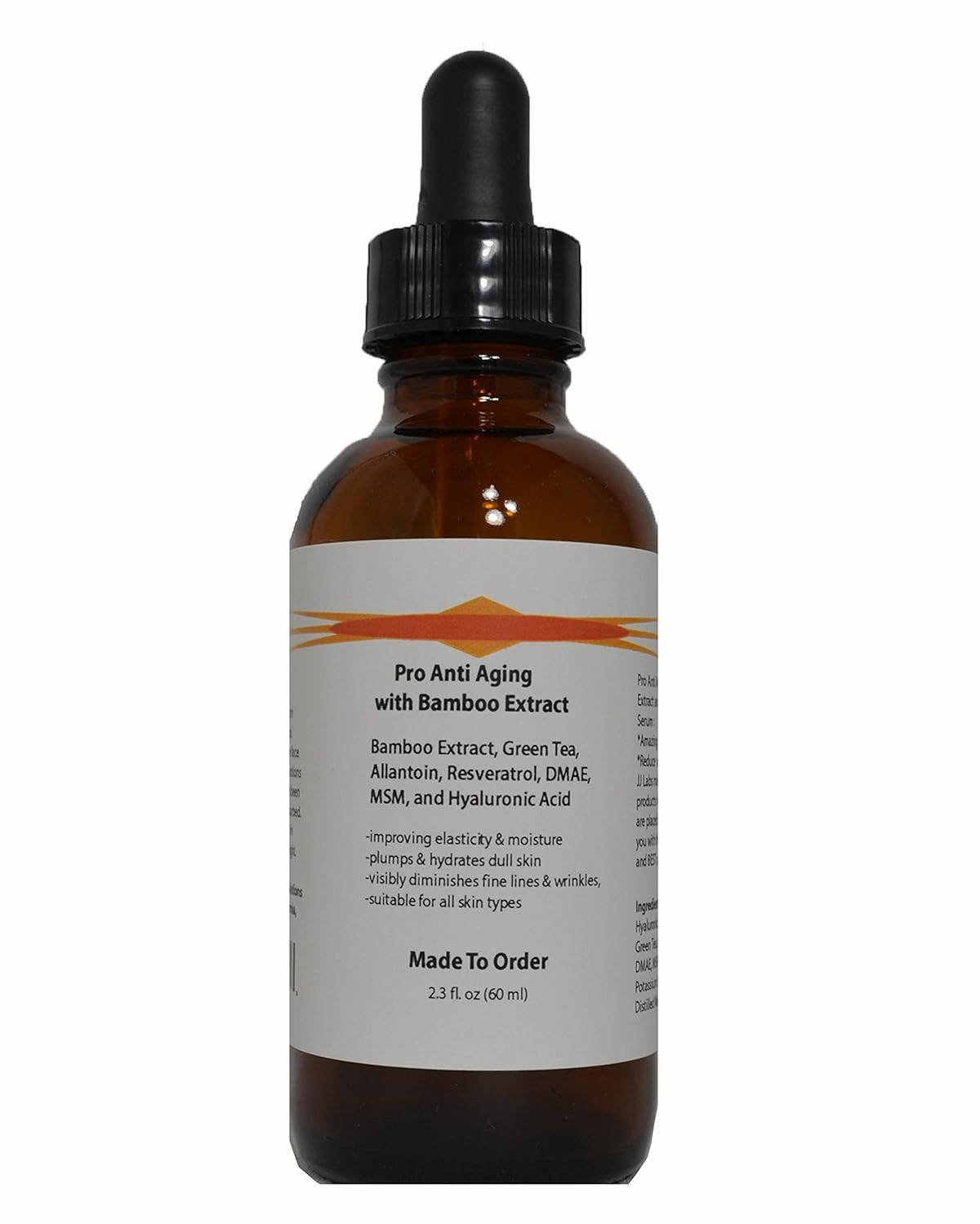 Pro Anti Aging Serum Bamboo Extract, Green Tea, Allantoin, Resveratrol, DMAE, MSM, Hyaluronic Acid (2.3oz, Pump Dispenser)