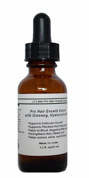 Pro Hair Growth Serum with Ginseng, and Hyaluronic Acid for Men and Women (1.2oz, Dropper Dispenser)