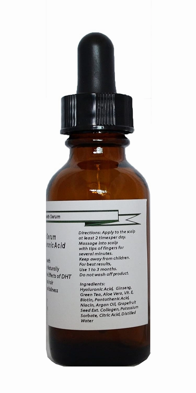 Pro Hair Growth Serum with Ginseng, and Hyaluronic Acid for Men and Women (1.2oz, Dropper Dispenser)