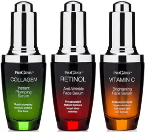 Professional Skin Care Set. Anti-aging Serum Set Contains Collagen Serum, Retinol Serum, Vitamin C Serum. Helps W/Appearance Of Wrinkles, Plump Skin, & Brighten Skin, 1 Fl Oz (3-Pack)