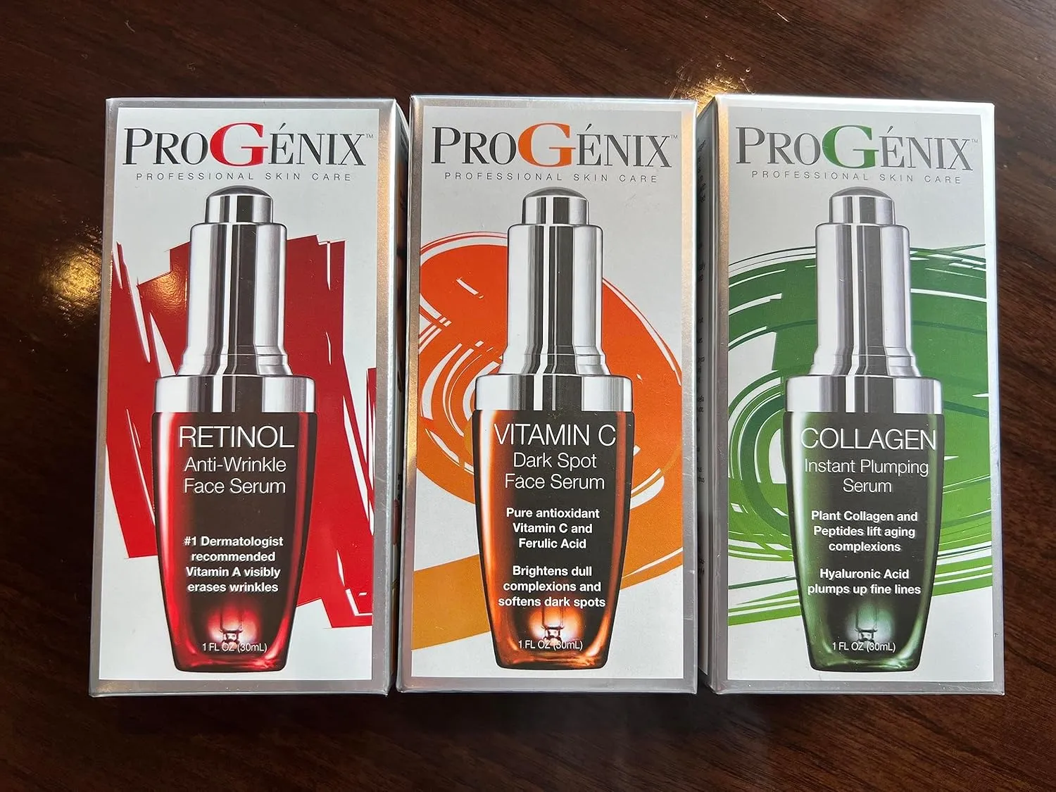 Professional Skin Care Set. Anti-aging Serum Set Contains Collagen Serum, Retinol Serum, Vitamin C Serum. Helps W/Appearance Of Wrinkles, Plump Skin, & Brighten Skin, 1 Fl Oz (3-Pack)