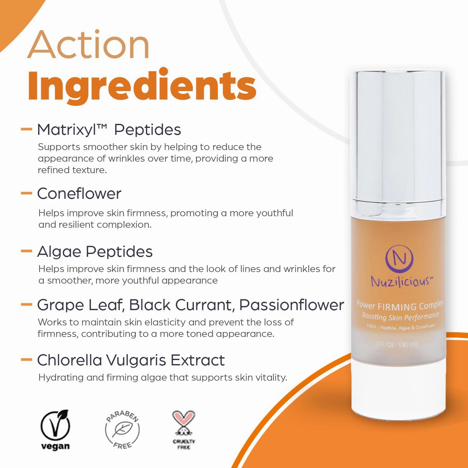 Professional Grade Power Firming Complex – Best Firming Serum with Matrixyl™ Peptide for Enhanced Firmness & Radiance, Vegan & Cruelty-Free, (1 oz)