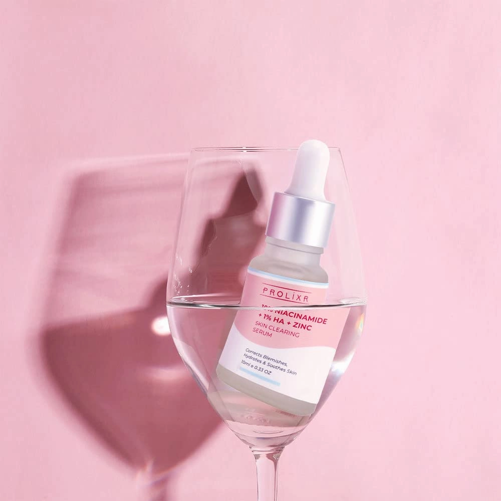 Prolixr 10% Niacinamide   1% Hyaluronic acid   Zinc Skin Clearing Face Serum- for acne marks, blemishes & oil balancing- all skin types - 10 ml - travel friendly - mini
