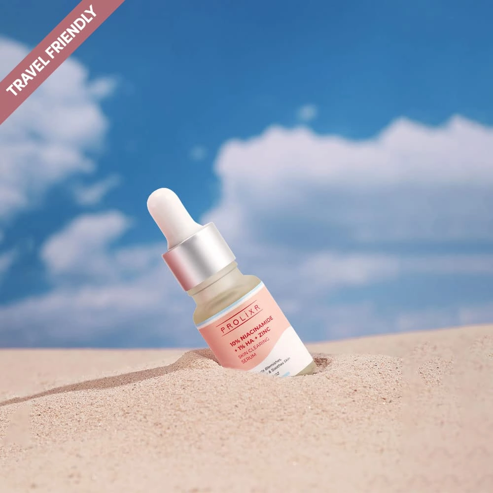 Prolixr 10% Niacinamide   1% Hyaluronic acid   Zinc Skin Clearing Face Serum- for acne marks, blemishes & oil balancing- all skin types - 10 ml - travel friendly - mini