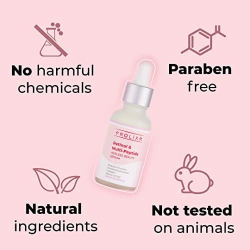 Prolixr Retinol Serum for Face | Multi Peptide Retinol Serum Skin and Acne Control | Collagen Boosting, Hydrating & Overnight Repair Serum | Men & Women- 30ml (PACK OF 2)