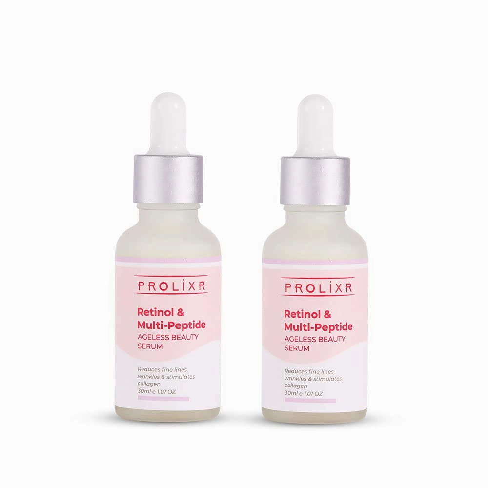 Prolixr Retinol Serum for Face | Multi Peptide Retinol Serum Skin and Acne Control | Collagen Boosting, Hydrating & Overnight Repair Serum | Men & Women- 30ml (PACK OF 2)