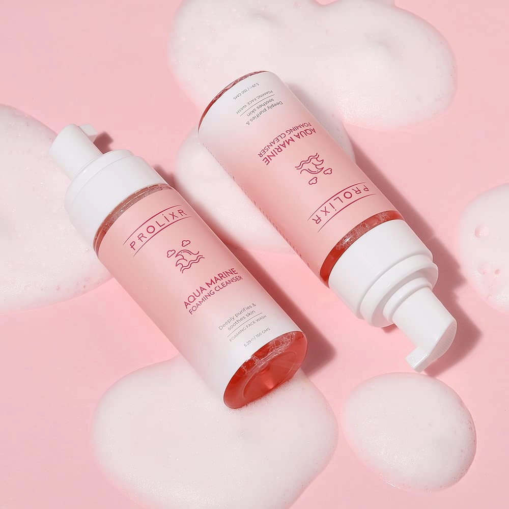 Prolixr Skin Reset Bundle - Foaming Face Wash, Sea Algae Serum, Vitamin C Serum & Moisturizer | Pore Tightening | Improved Skin Texture | All Skin Types