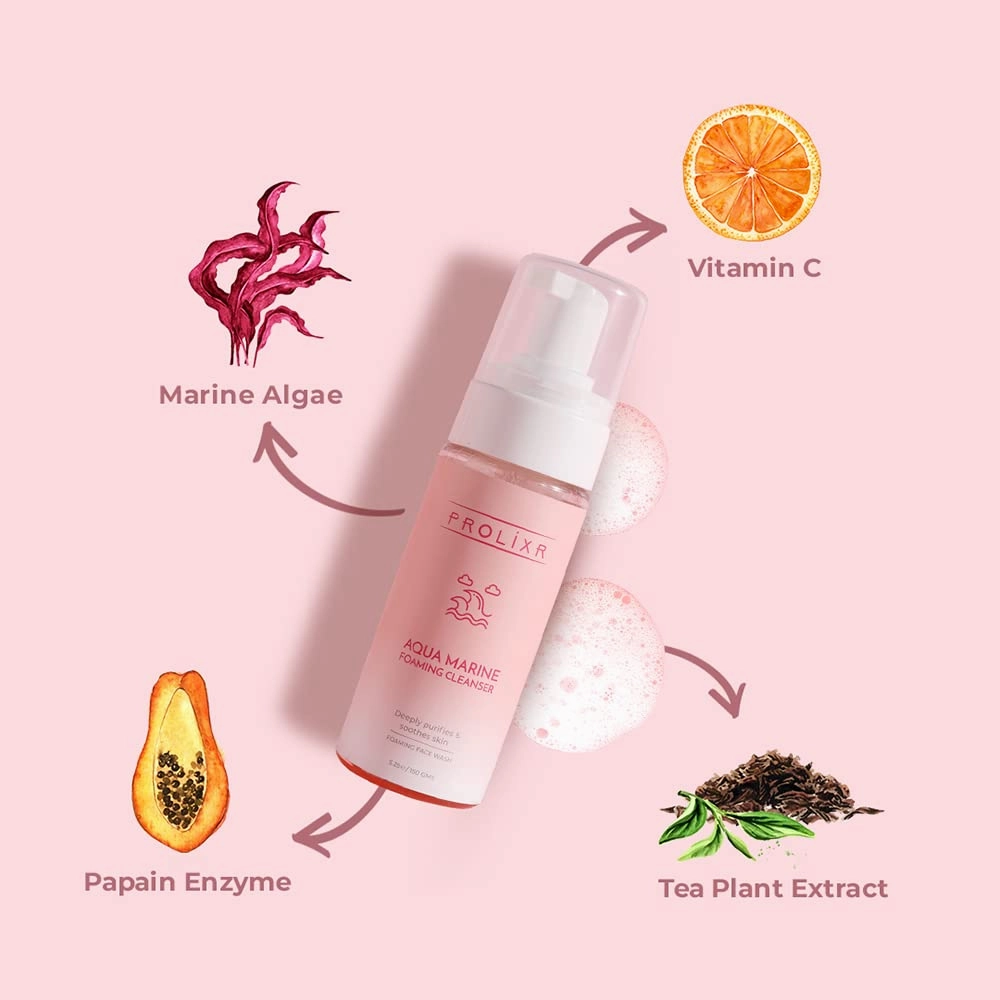 Prolixr Skin Reset Bundle - Foaming Face Wash, Sea Algae Serum, Vitamin C Serum & Moisturizer | Pore Tightening | Improved Skin Texture | All Skin Types