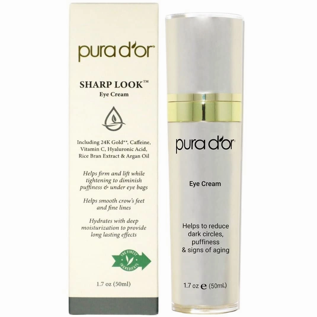 PURA D'OR Sharp Look Eye Cream (1.7oz) Youth-Enhancing Eye Cream For Firm Lift and Reduced Appearance of Wrinkles and Fine Lines, Puffiness and Under Eye Bags With 24K Gold