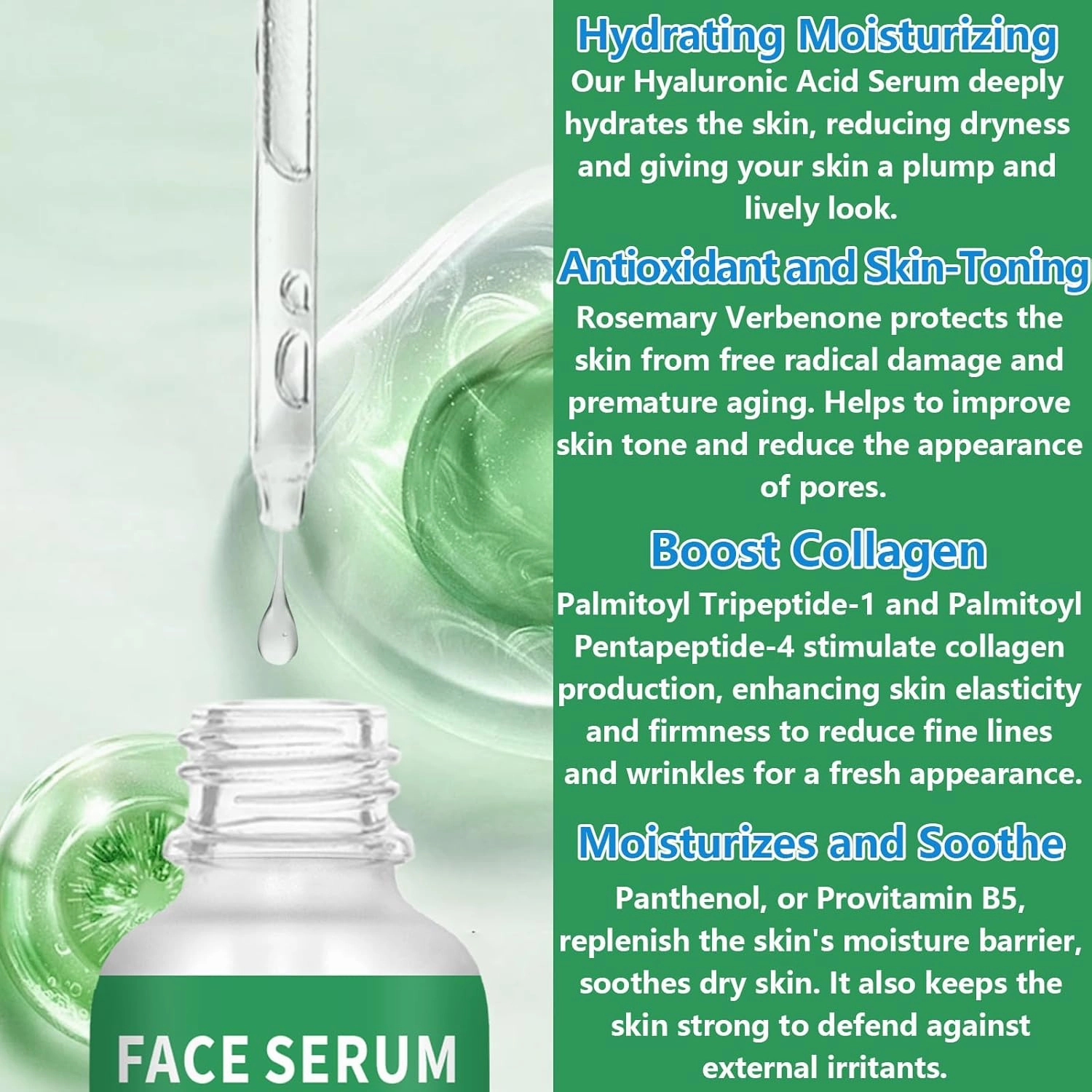 Pure 2% Hyaluronic Acid Serum with 4% Rosemary Verbena Extract (3 Pack 1fl.oz/30ml Each)