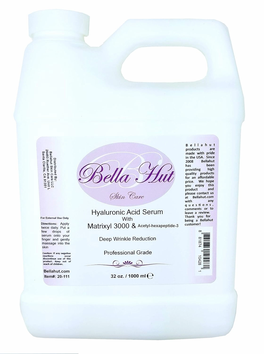 Pure Hyaluronic Acid Face Serum with Matrixyl 3000 & Acetyl Hexapeptide-3, 1 OZ