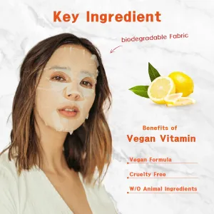 Purederm Vegan Vitamin Sheet Masks (12 Packs) – Facial Sheet Mask for Brightening & radiance Treatment