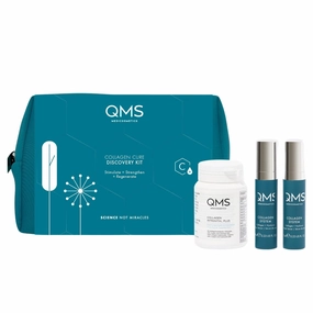 QMS Medicosmetics Collagen Cure Discovery Kit – Stimulates, Strengthens   Regenerates – Includes Travel Size Day Serum, Night Serum   Collagen Intravital Plus Supplement