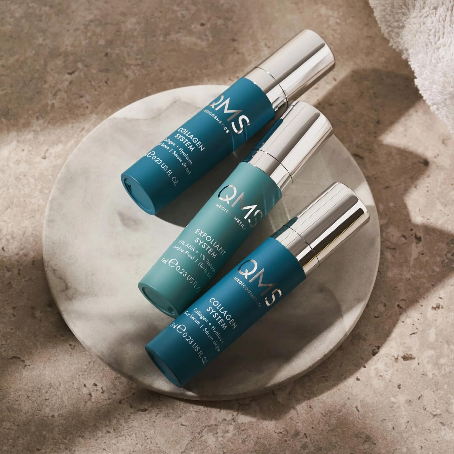 QMS Medicosmetics Day   Night Travel Size 3-Step Core Routine – Includes Collagen Day Serum, Collagen Night Serum   Exfoliant Resurfacing Liquid – Diminishes Lines   Wrinkles   reduces Signs of Aging