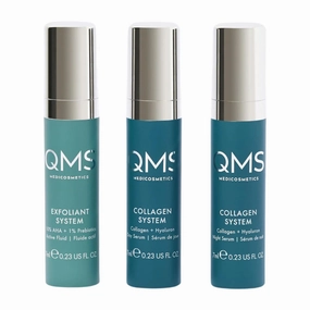 QMS Medicosmetics Day   Night Travel Size 3-Step Core Routine – Includes Collagen Day Serum, Collagen Night Serum   Exfoliant Resurfacing Liquid – Diminishes Lines   Wrinkles   reduces Signs of Aging