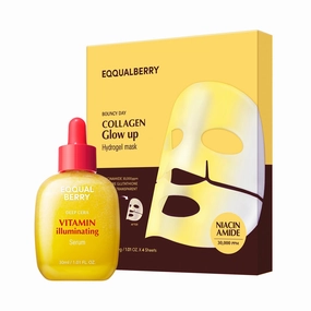 Radiance Boosting Duo – Vitamin Illuminating Serum & Collagen Glow Up Mask | Niacinamide & Vitamin C for Brightening & Skin Tone Correction