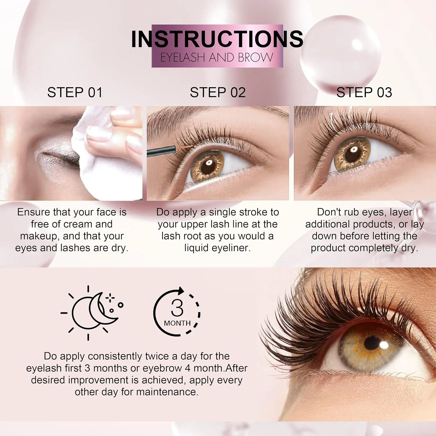 Rapid Eyelash Growth Serum Biotin - Eyebrows Enhancing Vitamins, Peptides, Amino Acids Lash for Thicker, Longer Eyelashes Eyebrows (Irritation-Free Formulated, 3ML)