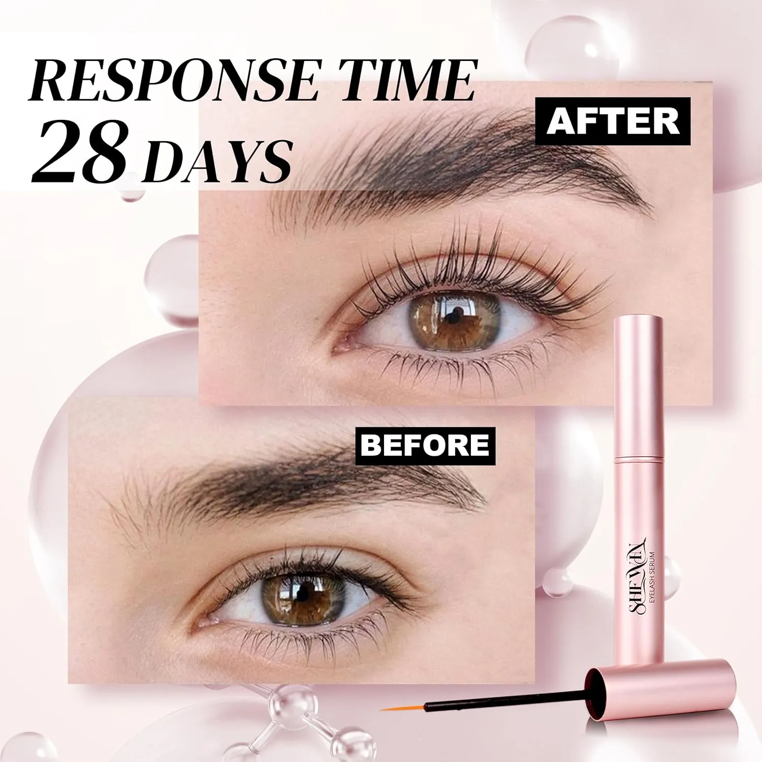 Rapid Eyelash Growth Serum Biotin - Eyebrows Enhancing Vitamins, Peptides, Amino Acids Lash for Thicker, Longer Eyelashes Eyebrows (Irritation-Free Formulated, 3ML)