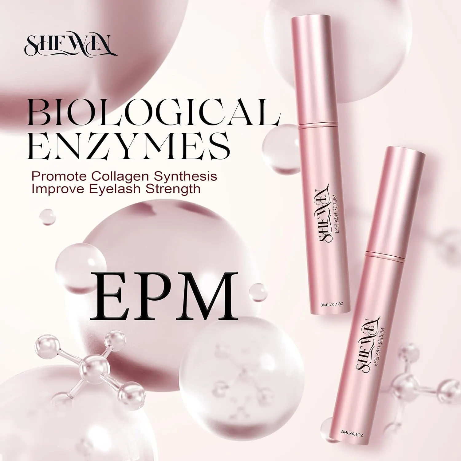 Rapid Eyelash Growth Serum Biotin - Eyebrows Enhancing Vitamins, Peptides, Amino Acids Lash for Thicker, Longer Eyelashes Eyebrows (Irritation-Free Formulated, 3ML)