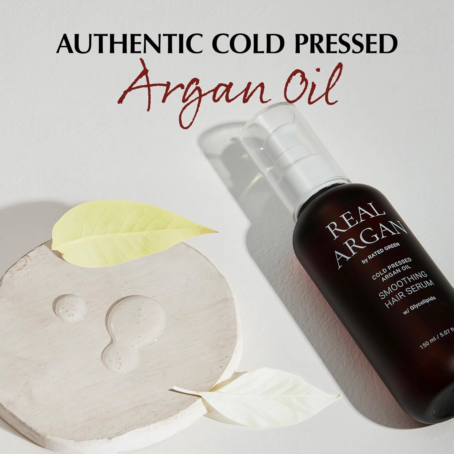 RATED GREEN REAL ARGAN Smoothing Hair Serum | Frizz Control Hair Serum Korean Hair Essence | Argan Oil Hair Serum for Dry Damaged Hair | Shiny Hair Serum Hair Softener (5.07 Fl. Oz)