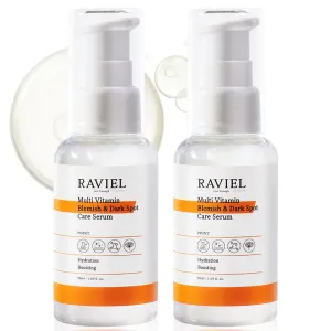 RAVIEL Multi Vitamin Blemish Care Serum | Deep Hydrating Moisturizer with 7 Hyaluronic Acid for All Skin Types | Korean Skincare (1.69 fl oz x 2)