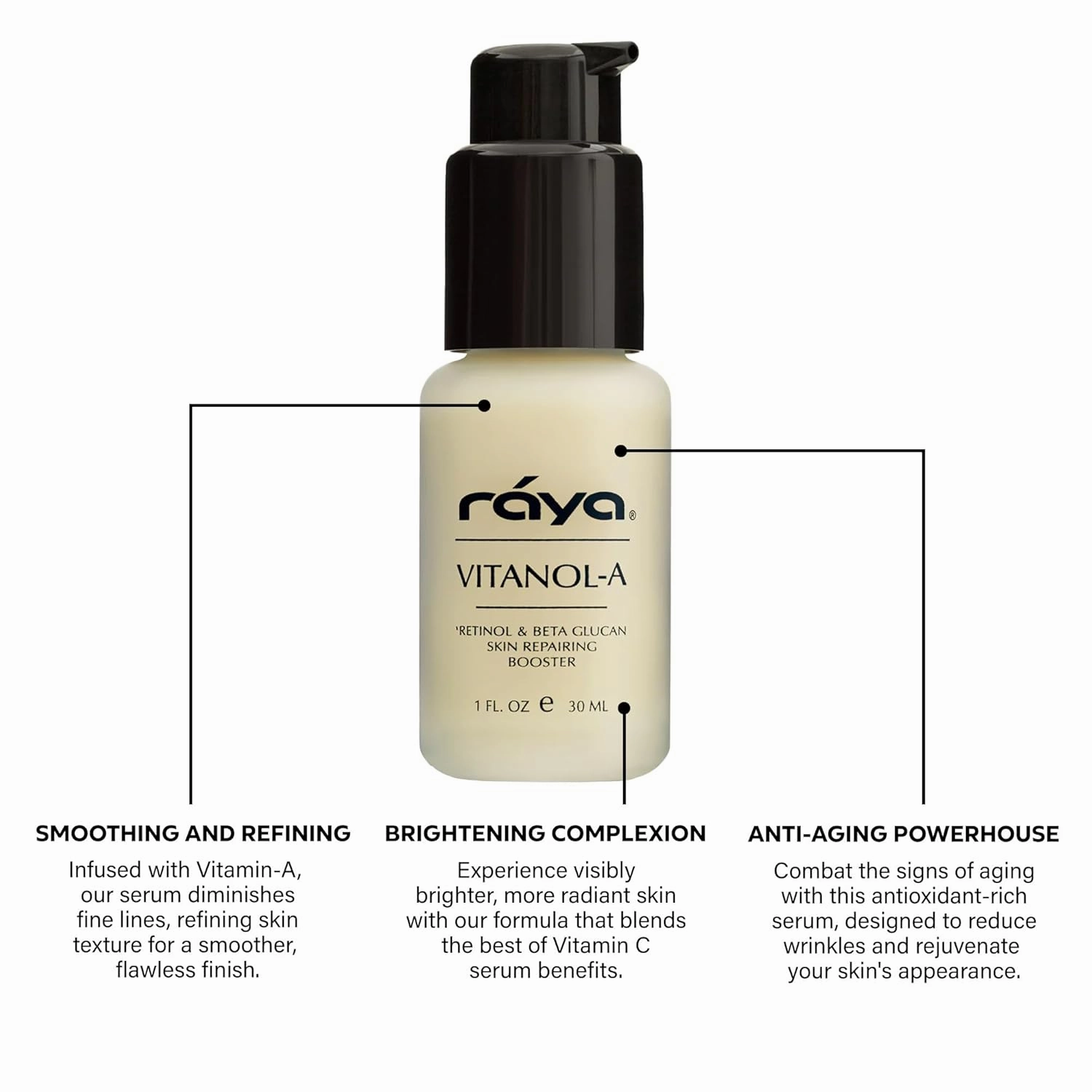 RAYA Vitanol - A (501) Serum for Face | Vitamin-A & Vitamin C Serum | Anti-Aging, Antioxidant Face | Skin Care for Oily Skin | Smoothing, Refining & Skin lightening