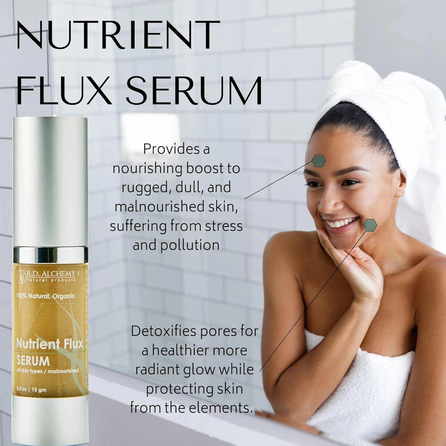 RD Alchemy - 100% Natural & Organic Nutrient Flux Serum - Best Serum w/Antioxidants for Dry, Aging, or Unhealthy Skin. Hydrating and Detoxifying Ingredients Great for All Skin