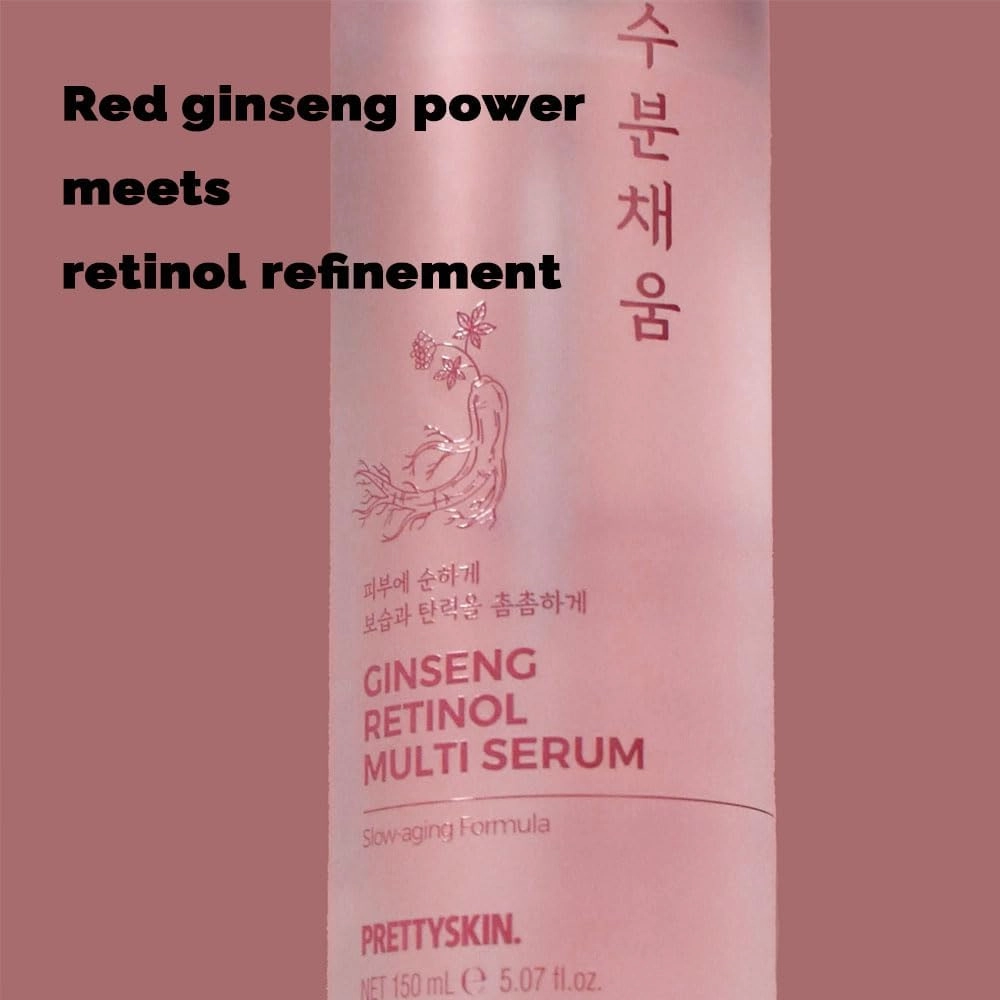Red Ginseng & Retinol Nourishing Facial Serum – 4-in-1 Toner, Emulsion, Serum & Cream | Moisturizing Daily Korean Skincare for Dry & Sensitive Skin 5.07fl oz (Ginseng)