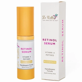 Regenerate Retinol Serum for Face - Vegan Vitamin A Serum with Peptides & Hyaluronic Acid - Hypoallergenic Retinol Night Serum for Fine Lines, Wrinkles - 0.5 Ounces