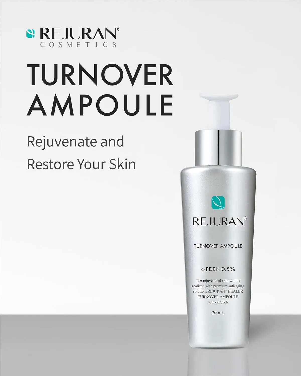 REJURAN® Turnover Ampoule, c-PDRN® – Original Salmon DNA PDRN Face Serum for Firming, Hydrating, Radiant Glass Skin with Visible Anti-Aging Results. Korean Skin Care, Clinically Developed (1.01 fl oz)
