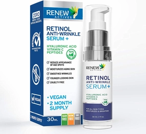 RENEW ACTIVES Retinol Facial Serum with Hyaluronic Acid & Vitamin C – Hydrating & Nourishing Formula for Youthful Skin – Reduces Fine Lines & Wrinkles – For All Skin Types – Made in Canada – 30ml