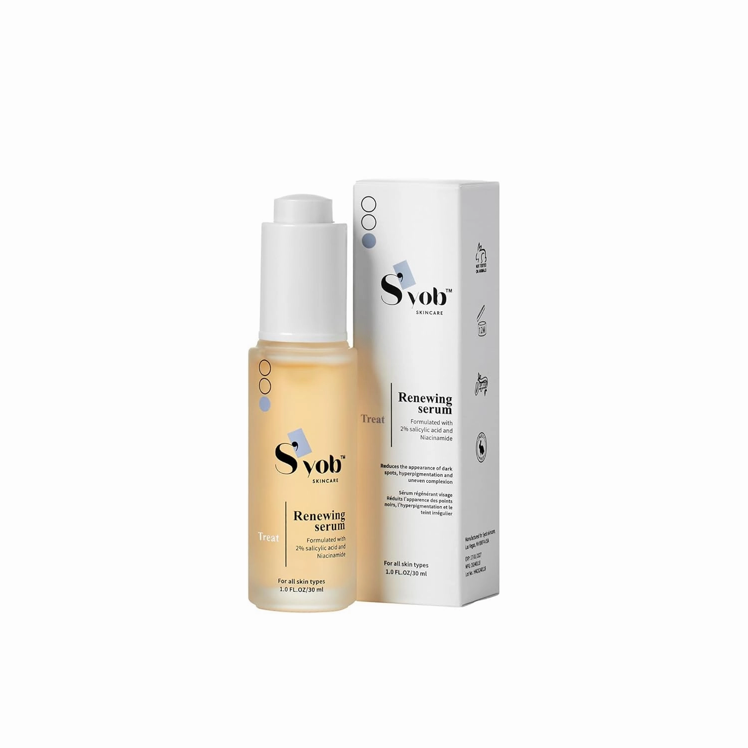 Renewing Serum | Facial Serum With Salicylic Acid & Niacinamide | For All Skin Types| Radiant Skin | Dark Spots | Hyperpigmentation | Brighten Skin | Vegan-Cruelty Free | 1.0 FL.OZ/ 30ML