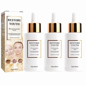 Restore Youth Nicotinamide Serum, Niacinamide Anti Wrinkle Serum with Hyaluronic Acid, Elastin, Deeply Moisturize Skin, Even Skin Tone, Restores Elasticity, Anti Aging (3Pcs, 40ml)