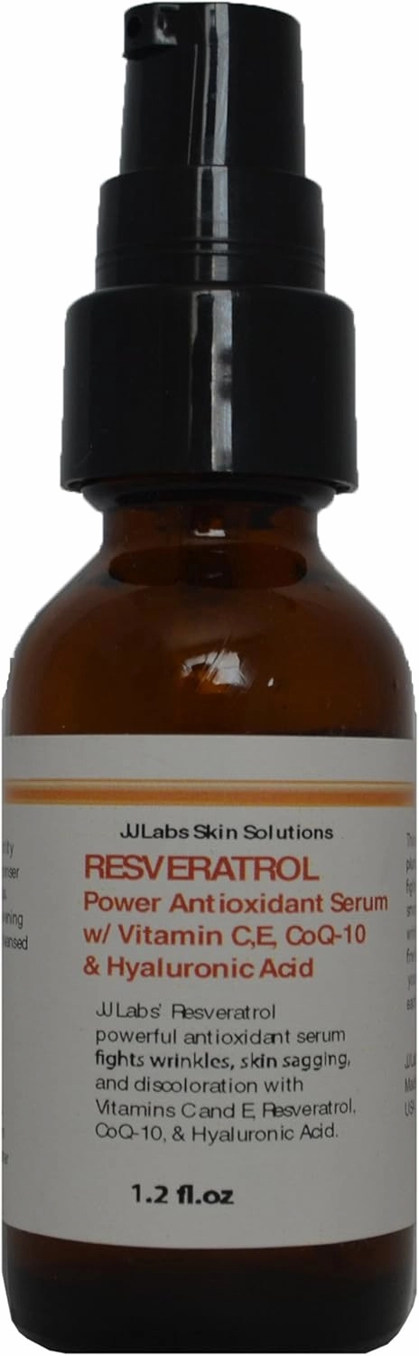 Resveratrol Antioxidant serum with Vitamins C and E, CoQ-10, Collagen, Aloe Vera, and pure Hyaluronic Acid (1.2 fl.oz)