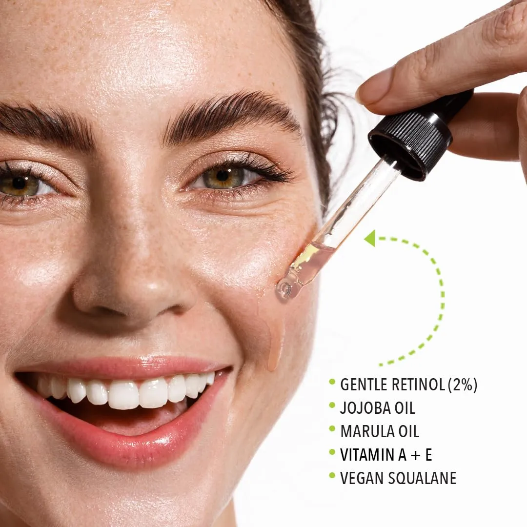 Retinol2 Facial Oil Serum with 2% Advanced Gentle Retinol, Vitamin A E F – Freshly Made Anti-Aging, Hydrating, and Firming Formula | 15ml