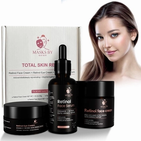Retinol 3-Piece Set: Face Cream, Moisturizer, and Firming Serum for Women - Skin Care Exfoliant