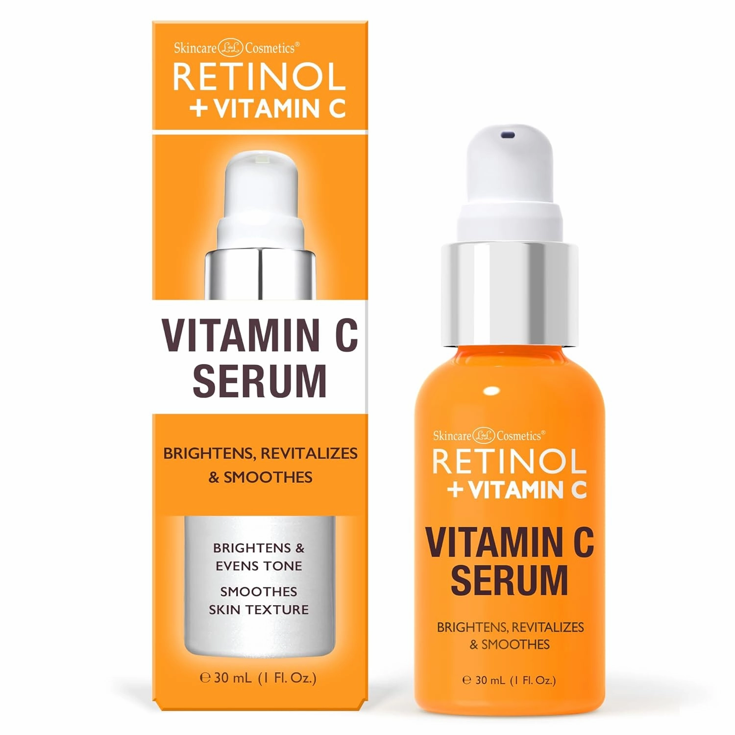 Retinol   Vitamin C Face Serum - Anti Aging Facial Serum, Evens Skin Tone, Diminishes Fine Lines and Wrinkles, Sun Damage & Dark Spots, Restores Radiance, Locks In Moisture - 1 FL. Oz