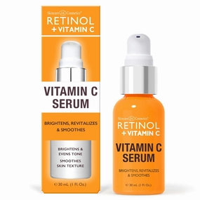 Retinol   Vitamin C Face Serum - Anti Aging Facial Serum, Evens Skin Tone, Diminishes Fine Lines and Wrinkles, Sun Damage & Dark Spots, Restores Radiance, Locks In Moisture - 1 FL. Oz